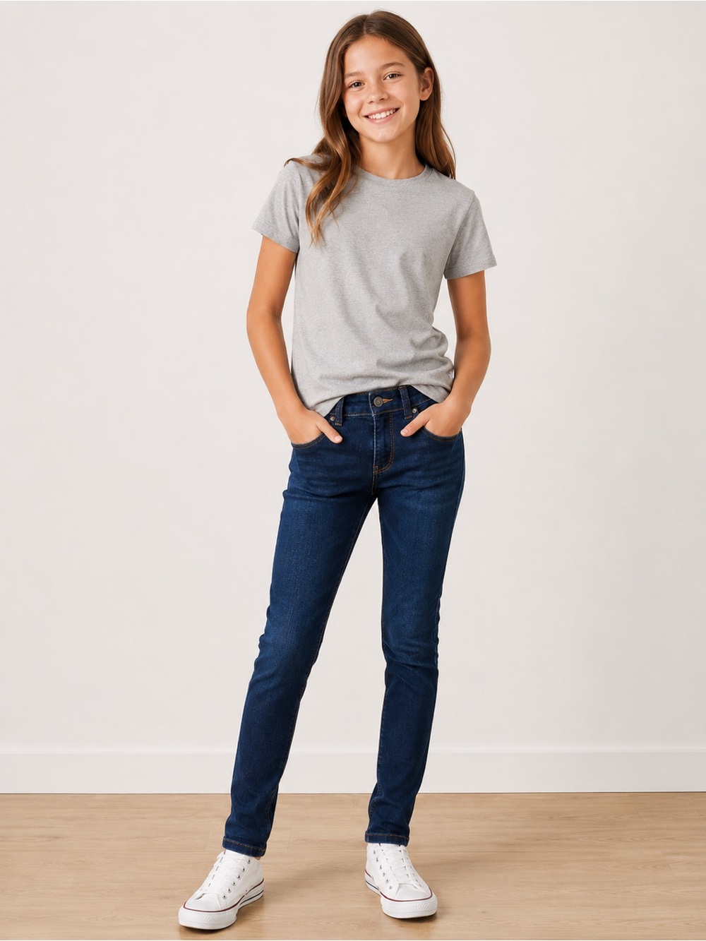 Arizona Jean Co Girls Size 12 Slim Skinny Jeans Dark Wash Adjustable Waist